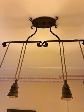 Lámpara colgante tela y metal