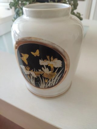 Jarrón Art Chokin Porcelana Mariposas Flores