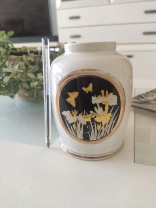 Jarrón Art Chokin Porcelana Mariposas Flores