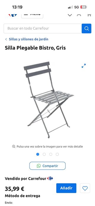 Juego de 4 Sillas de jardín 15€ una, 50€ conjunto.