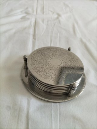 Vajilla antigua reposavasos plateado plata vintage