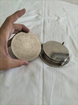 Vajilla antigua reposavasos plateado plata vintage