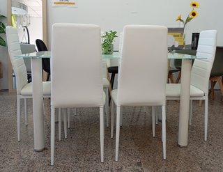 Mesa Extensible DT + 6 Sillas Blancas. ¡EN OFERTA!