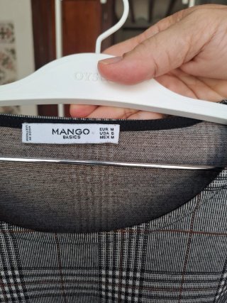 Vestido Mango cuadros manga larga Talla XS