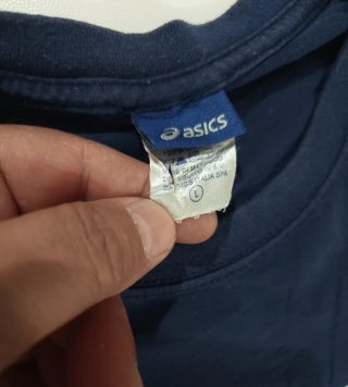 T-shirt Asics Uomo Blu Scuro Logo Bianco tg L
