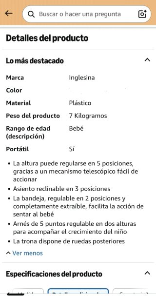 Trona Inglesina Gusto Plegable Regulable