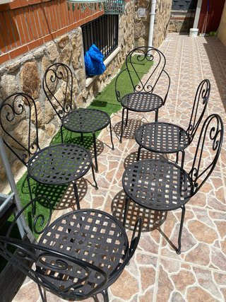 Conjunto 6 sillas forja jardín negras