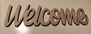Cartel 'Welcome' de madera