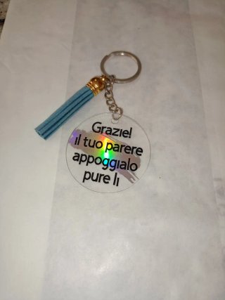 Portachiavi con nappa azzurra
