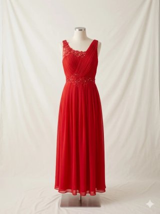 Vestido rojo largo con pedrería
