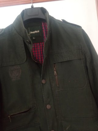 Chaqueta militar verde multi-bolsillo