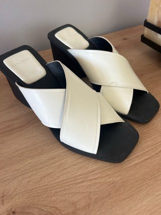 Sandalias Zara Tacon Blanco Talla 36
