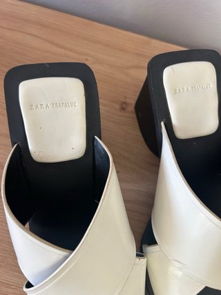 Sandalias Zara Tacon Blanco Talla 36