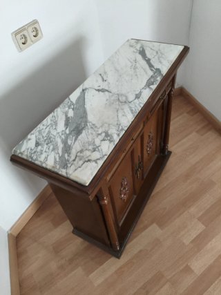 Mueble auxiliar entrada madera mármol