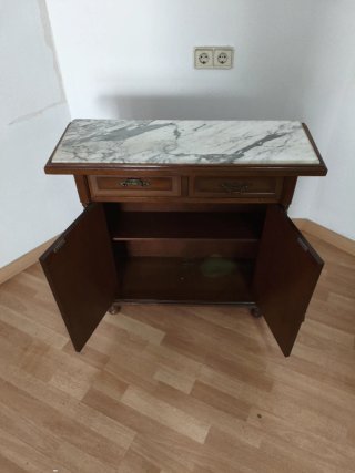 Mueble auxiliar entrada madera mármol