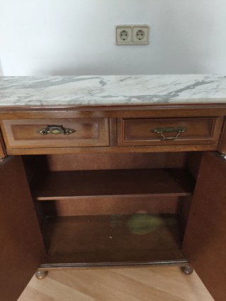 Mueble auxiliar entrada madera mármol