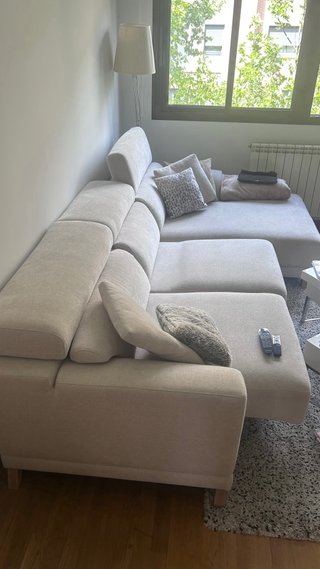 Sofá chaise longue beige tela