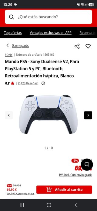 Mando PS5 Sony Dualsense V2 Blanco