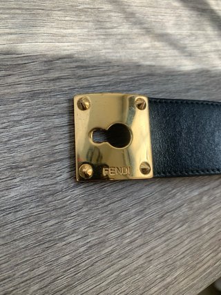 Bracciale Fendi Pelle Nera Oro