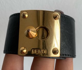 Bracciale Fendi Pelle Nera Oro