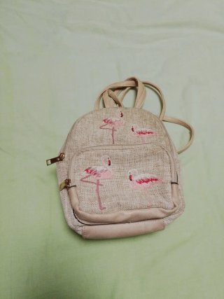 Borsa per bambini con fenicotteri ricamati