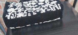 Bolso Zara Negro con Flores Blancas