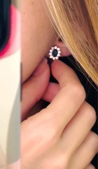 Pendientes Zafiro y Circonita Baño Oro 18K Plata