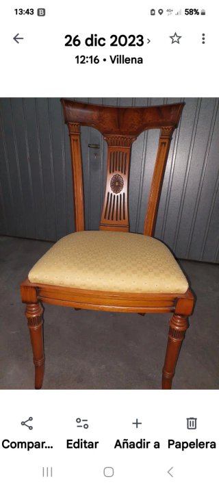 Mesa de comedor y 6 sillas de madera