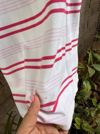 Camiseta sin mangas Lacoste rayas rosa y blanco