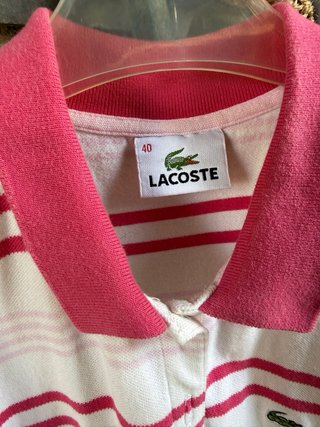 Camiseta sin mangas Lacoste rayas rosa y blanco