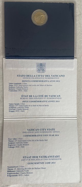 Cartera Vaticano 2014 Moneda 2€ - 25 años