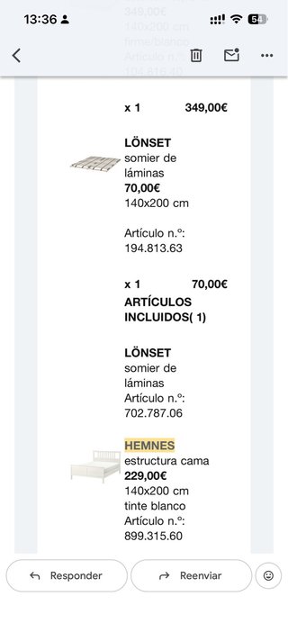 Cama Ikea Hemnes 140x200
