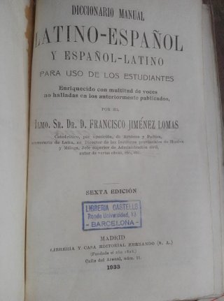 Diccionario Latino-Español y Español-Latino. 1933