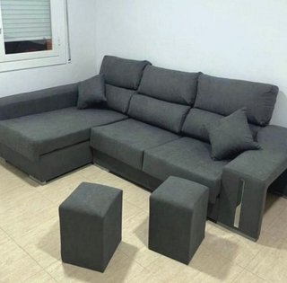 Sofás chaise longue con puffs y cojines