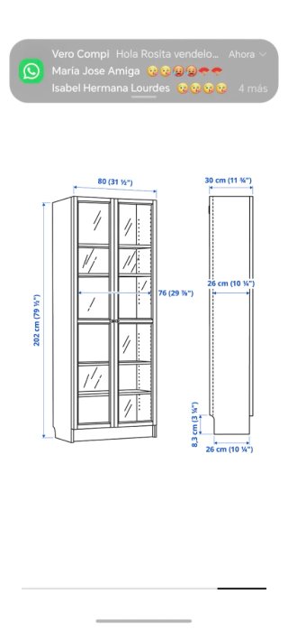 Vitrina Ikea Blanca con Puertas de Cristal