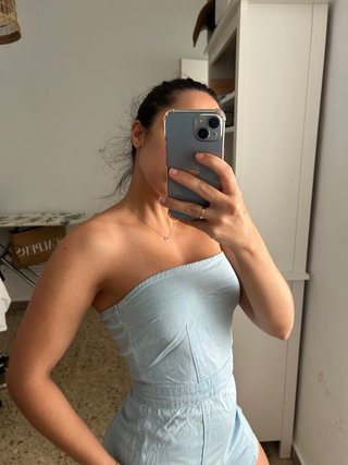 Mono vaquero corto azul