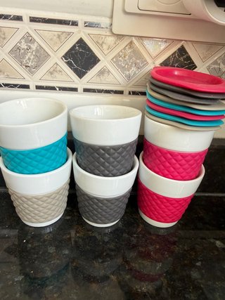 Tazas de café de cerámica con funda de goma