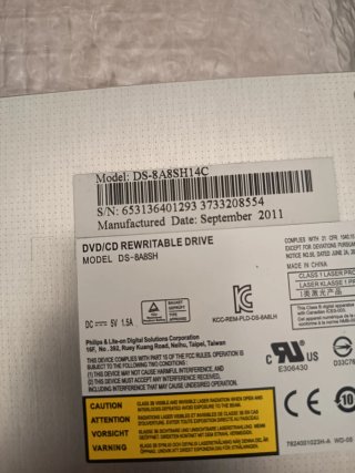 DVD/CD REWRITABLE DRIVE DS-8A8SH