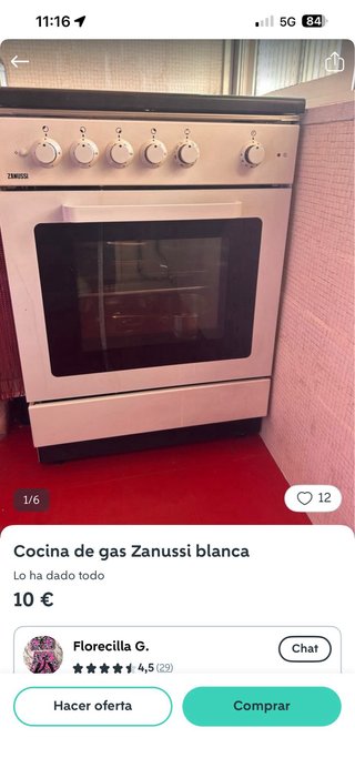 Cocina Zanussi Gas Natural