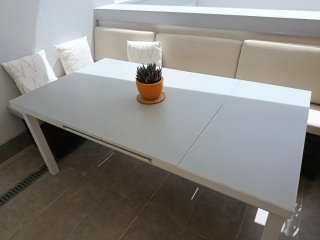 Conjunto de mesa extensible exterior y 6 sillas