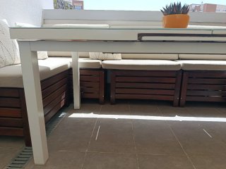 Conjunto de mesa extensible exterior y 6 sillas
