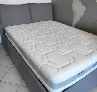 Letto contenitore grigio 140x200 rete a doghe