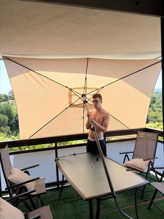 Parasol grande beige para terraza