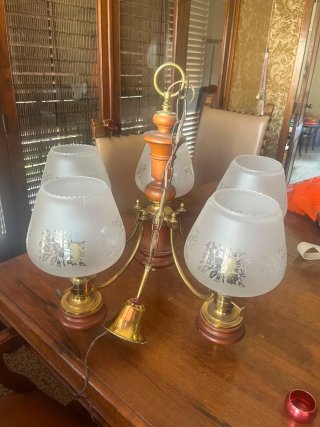 Lámpara colgante vintage madera y metal
