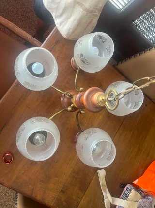 Lámpara colgante vintage madera y metal