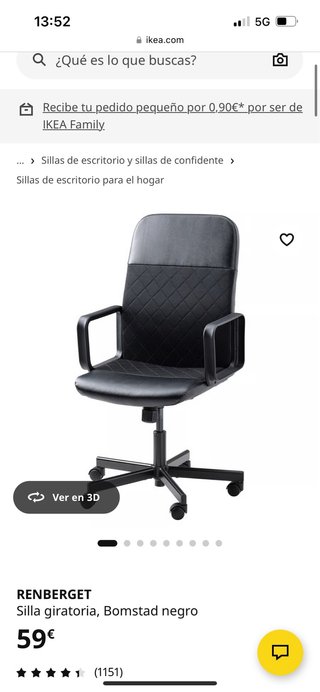 Silla de oficina IKEA RENBERGET giratoria