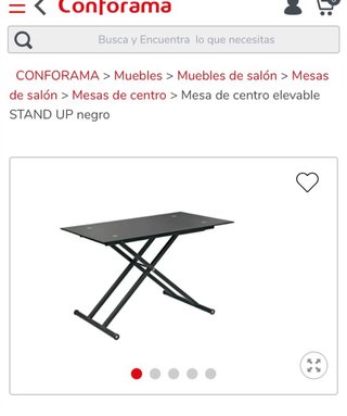 Mesa de centro elevable cristal negro