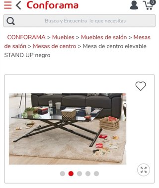 Mesa de centro elevable cristal negro