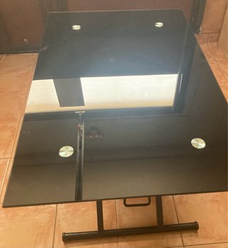 Mesa de centro elevable cristal negro
