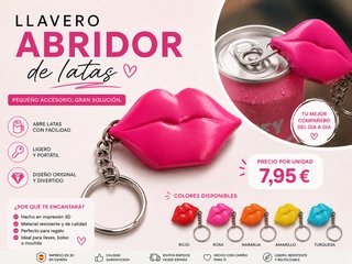 Llavero abridor de latas diseño labios